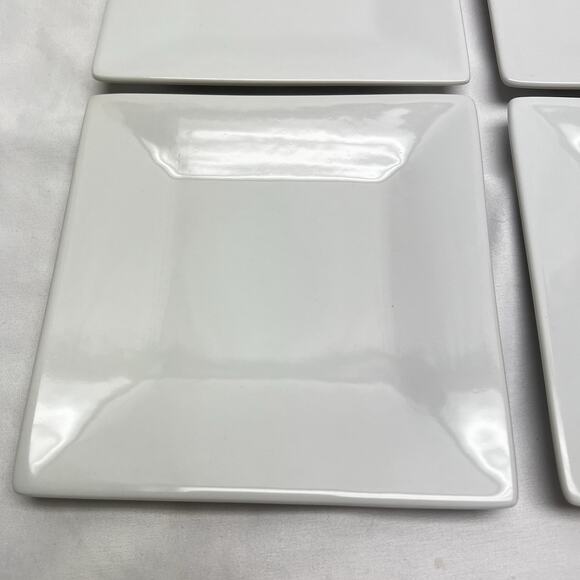 Crate & Barrel 6" Porcelain Square White Appetizer, Dessert Plates Set of 4 - Picture 2 of 5